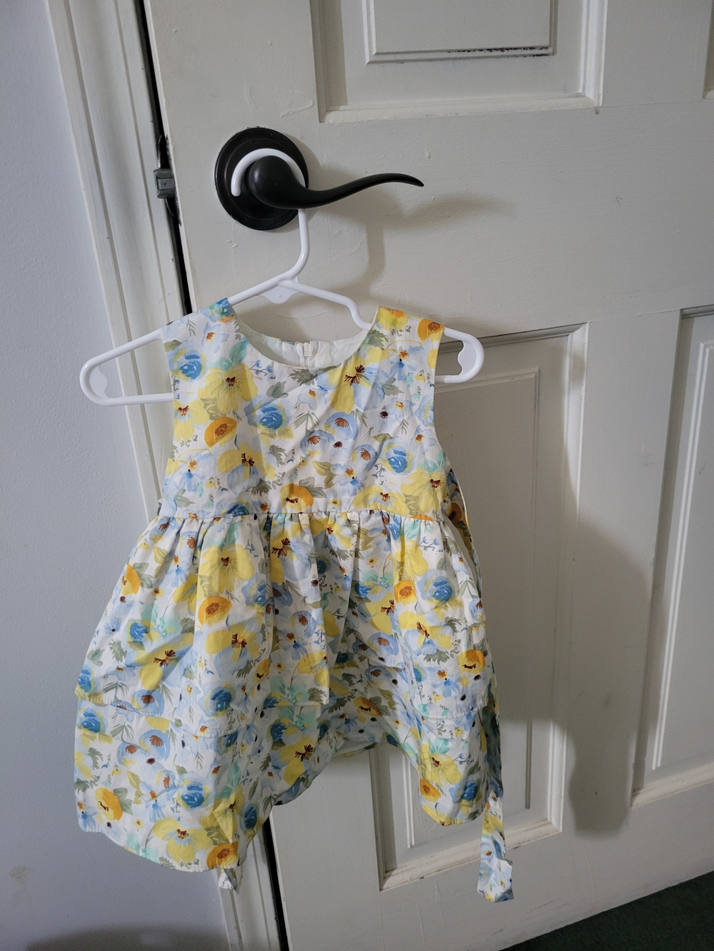 Katie M. Yellow Blue Floral Baby Dress